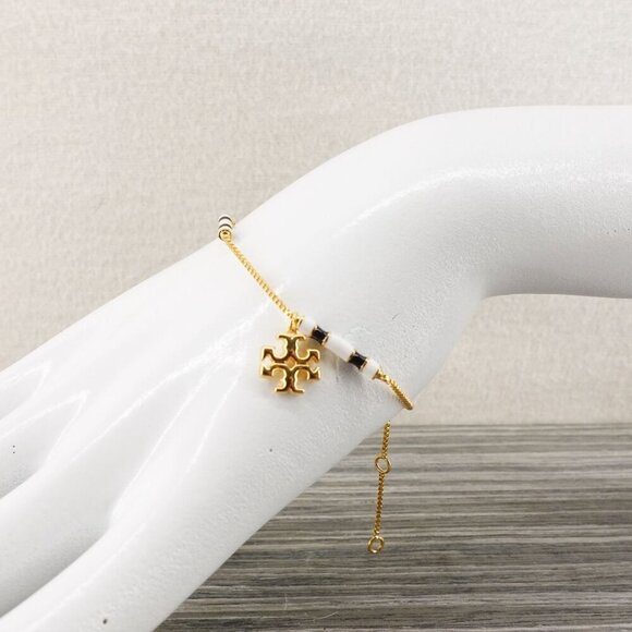 Tory Burch Kira Enamel Bar Bracelet Gold / Black / New Ivory OS - Picture 7 of 14